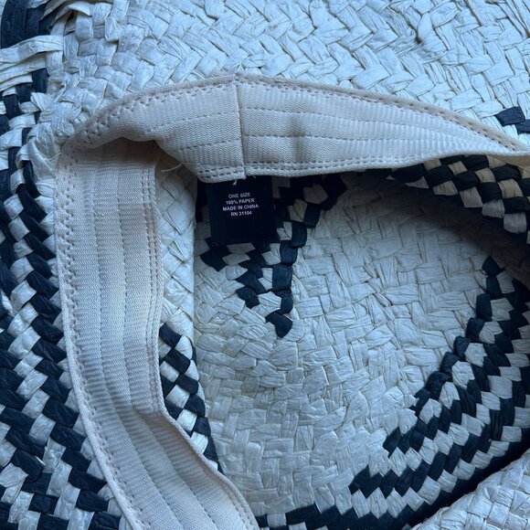 Paper Woven Black and White Checkered Pattern Sun Hat UV Protection Packable - Picture 5 of 6